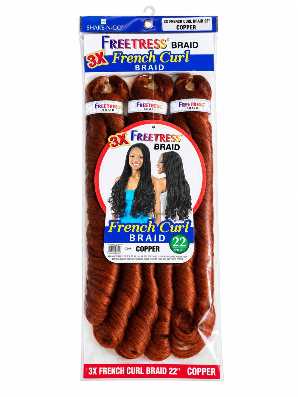 3X French Curl Braid 22" - Copper Synthetic Hair